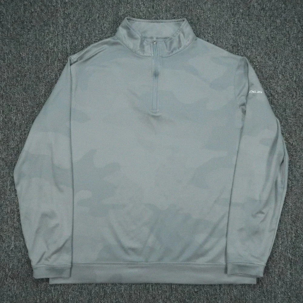 Peter Millar Pullover Mens Large Gray Perth Camo Jacquard Performance 1/4 Zip